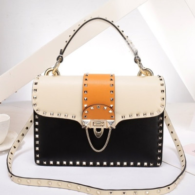 Valentino 2019  Leather Tote Shoudler Cross Bag,24CM - 발렌티노 2019 레더 토트 숄더 크로스백,VTB0573,24CM,블랙+아이보리