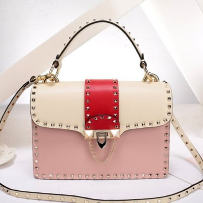 Valentino 2019  Leather Tote Shoudler Cross Bag,24CM - 발렌티노 2019 레더 토트 숄더 크로스백,VTB0575,24CM,핑크+아이보리