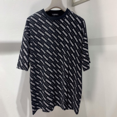 Balenciaga 2019 Mm/Wm Oversize Logo Short Sleeved Tshirt - 발렌시아가 남자 오버사이즈 로고 반팔티 Bal0233x.Size(xs - l).블랙