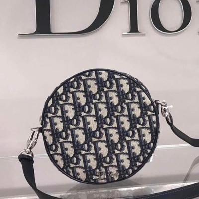 Dior 2019 Oblique Round Shoulder Bag,15.5CM - 디올 2019 오블리크 라운드 여성용 숄더백  DIOB0262,15.5CM,블랙