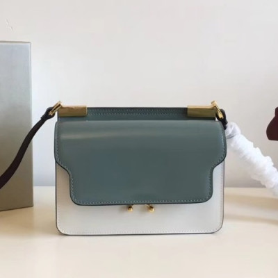 Marni 2019 Trunk Leather Mini Shoulder Bag,18CM - 마르니 2019 트렁크 레더 미니 숄더백, MARB0028,18CM,화이트(블루)