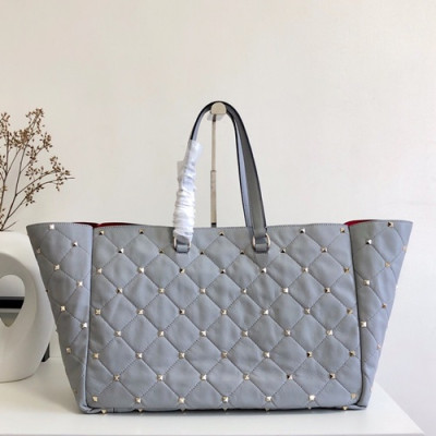 Valentino 2019 Leather Garavani Boomstud Tote Shoudler Shopper Bag,40CM - 발렌티노 2019 레더 가라바니 봄스터드 토트 숄더 쇼퍼백,VTB0612,40CM,연블루그레이