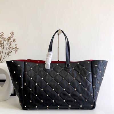 Valentino 2019 Leather Garavani Boomstud Tote Shoudler Shopper Bag,40CM - 발렌티노 2019 레더 가라바니 봄스터드 토트 숄더 쇼퍼백,VTB0613,40CM,블랙