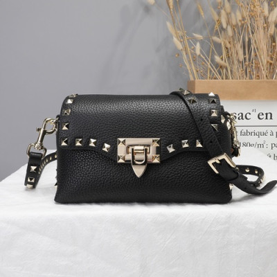 Valentino 2019 Leather Garavani Rockstud Cross Bag,20CM - 발렌티노 2019 레더 가라바니 락스터드 크로스백,0095 - VTB0662,20CM,블랙