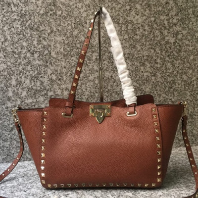 Valentino 2019 Leather Tote Shoulder Shopper Bag,26/33CM - 발렌티노 2019 레더 토트 숄더 쇼퍼백,VTB0672,26/33CM,브라운