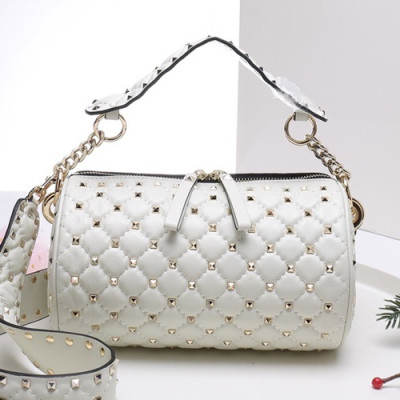 Valentino 2019 Leather Rockstud Tote Shoudler Bag,22CM - 발렌티노 2019 레더 락스터드 토트 숄더백,VTB0682,22CM,화이트