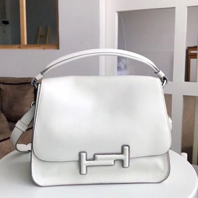 Tod's 2019 Double T Leather Tote Shoulder Bag,25cm - 토즈 2019 더블 티 레더 토트 숄더백,TODB0007,25cm,화이트