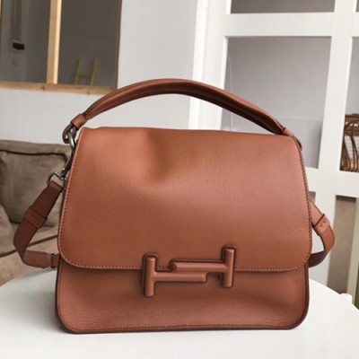 Tod's 2019 Double T Leather Tote Shoulder Bag,25cm - 토즈 2019 더블 티 레더 토트 숄더백,TODB0008,25cm,브라운