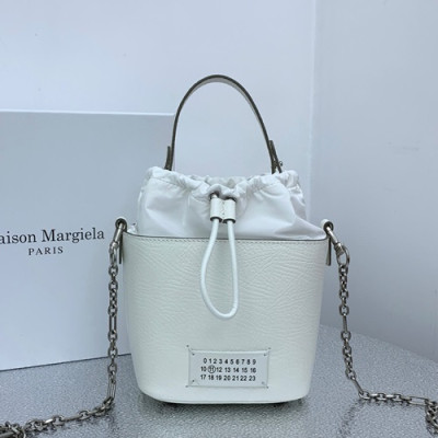 Maison Margiela 2019 Leather Bucket Chain Tote Shoulder Bag,23cm - 메종 마르지엘라 2019 레더 버킷 체인 토트 숄더백,MMB0013,23cm,화이트