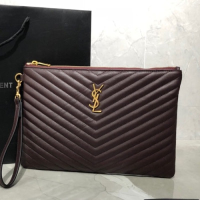 Saint Laurent Women Monogram Matelasse Clutch Bag,30CM - 입생로랑 여성용 모노그램 마틀라세 클러치백 413444, SLB0413,30CM,와인