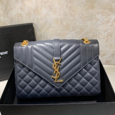 Saint Laurent 2019 Women Envelop Satchel Shoulder Bag,24CM - 입생로랑 2019 여성용 엔벨롭 사첼 숄더백 487206, SLB0419,24CM,블루