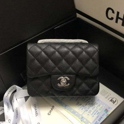 Chanel Women Chain Leather Shoulder Bag,17CM - 샤넬 여성용 체인 레더 숄더백1115 - CHAB0820,17CM,블랙(은장)