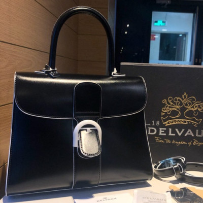 Delvaux 2019 Brillant Leather Tote Shoulder Bag,28 CM - 델보 2019 브리앙 레더 토트 숄더백,DVB0310.28 CM,블랙