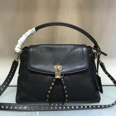 Valentino 2019 Leather Twiny Rockstud Tote Shoudler Bag,31.5CM - 발렌티노 2019 레더 트위니 락스터드 토트 숄더백,VTB0690,31.5CM,블랙