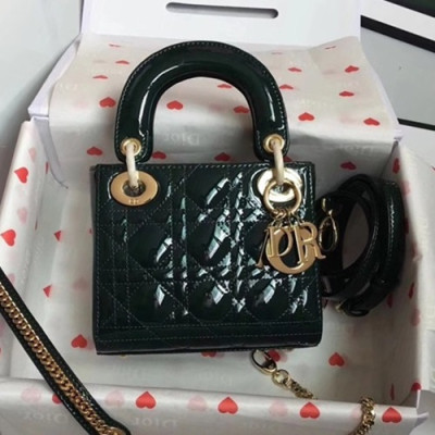 Dior 2019 Lady Dior Tote Shoulder Bag,17CM - 디올 2019 레이디 디올 토트 숄더백 DIOB0327,17CM,다크그린(금장)