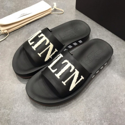 Valentino 2019 Mens Logo Leather Slipper - 발렌티노 남성 로고 레더 슬리퍼 Val0217x.Size(240 - 275).블랙