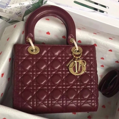 Dior 2019 Lady Dior Tote Shoulder Bag,24CM - 디올 2019 레이디 디올 토트 숄더백 DIOB0348,24CM,와인(금장)