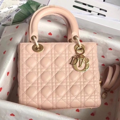 Dior 2019 Lady Dior Tote Shoulder Bag,24CM - 디올 2019 레이디 디올 토트 숄더백 DIOB0350,24CM,인디핑크(금장)