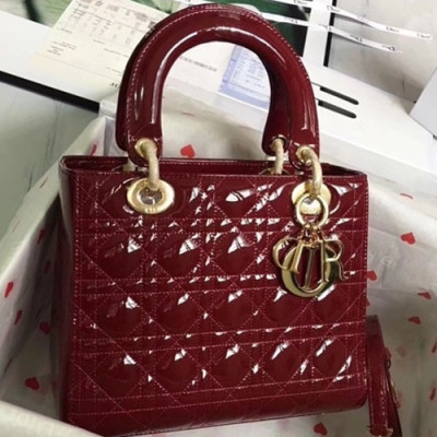 Dior 2019 Lady Dior Tote Shoulder Bag,24CM - 디올 2019 레이디 디올 토트 숄더백 DIOB0352,24CM,와인(금장)