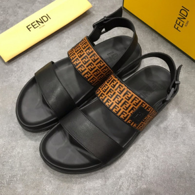 Fendi 2019 Mens Initial Logo Velcro Plate Leather Sandal - 펜디 남성 이니셜 로고 벨크로 레더 샌달 Fen01x.Size(240 - 275).브라운