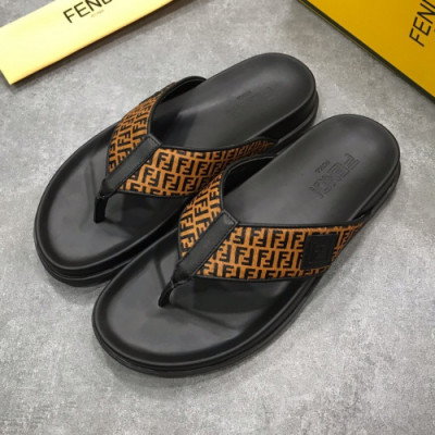 Fendi 2019 Mens Initial Logo Leather  Flip-flap - 펜디 남성 이니셜 로고 레더 발가락 샌들 Fen04x.Size(240 - 275).브라운