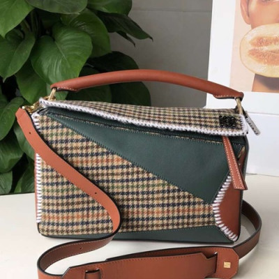 Loewe 2019 Puzzle Medium Shoulder Bag, 29CM - 로에베 2019 퍼즐 미듐 숄더백 ,LOEB0165, 29CM,다크그린