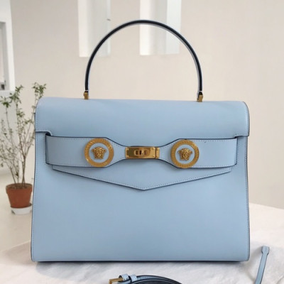 Versace 2019 Women Leather Tote Shoulder Bag,32CM - 베르사체 2019 여성용 레더 토트 숄더백 ,VERB0063,32CM,스카이블루