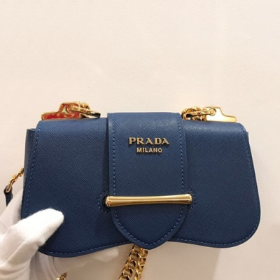 Prada 2019 Sidonie Saffiano Chain Shoulder Bag,21.5cm - 프라다 2019 여성용 시도니 사피아노 체인 숄더백 ,1BD219-2,21.5cm,블루