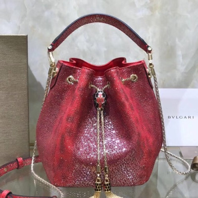 Bvlgari 2019 Bucket Tote Shoulder Bag,20CM - 불가리 2019 버킷 토트 숄더백,BVLB0121,20cm,레드