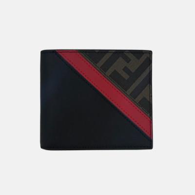 Fendi 2019 Leather Wallet - 펜디 남여공용 레더 반지갑 FENW0086.Size(11.5cm).블랙+브라운