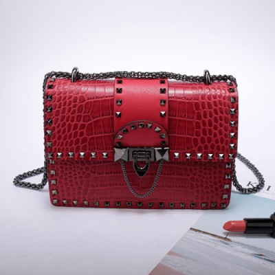 Valentino 2019  Leather Shoudler Cross Bag,21CM - 발렌티노 2019 레더 숄더 크로스백,VTB0711,21CM,레드