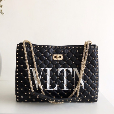 Valentino 2019 Leather Garavani Rockstud Tote Shoudler Bag,37CM - 발렌티노 2019 레더 가라바니 락스터드  토트 숄더백,VTB0720,37CM,블랙