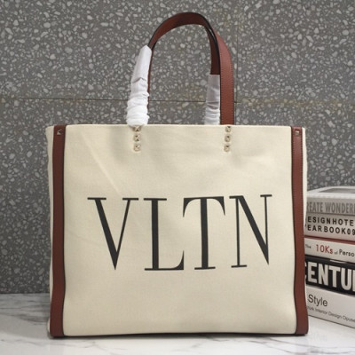 Valentino 2019 Canvas VLTN Tote Shoudler Bag,37CM - 발렌티노 2019 캔버스 VLTN 토트 숄더백, VTB0722,37CM,베이지