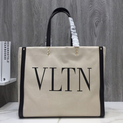 Valentino 2019 Canvas VLTN Tote Shoudler Bag,37CM - 발렌티노 2019 캔버스 VLTN 토트 숄더백, VTB0723,37CM,베이지