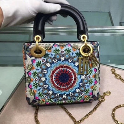 Dior 2019 Lady Dior Tote Shoulder Bag,17CM - 디올 2019 레이디 디올 토트 숄더백 DIOB0363,17CM,블루(금장)