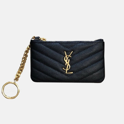 Saint Laurent 2019 Ladies  Key Pouch / Coin Purse,438386 - 입생로랑 2019 남여공용 키 파우치 / 코인 퍼스 SLW0042,13cm,블랙