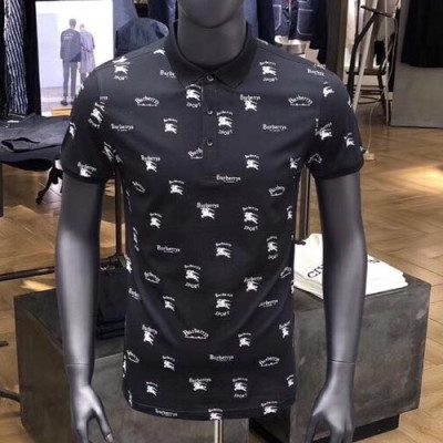 Burberry 2019 Mens Logo Polo Cotton Logo Short Sleeved Tshirt - 버버리 남성 로고 폴로 로고 코튼 반팔티 BurPT0006.Size(m - 3xl).블랙,네이비,그레이