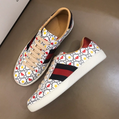 Gucci 2019 Mm/Wm Ace Leather Sneakers - 구찌 남자 에이스 레더 스니커즈 Guc01220x.Size(225 - 270).화이트