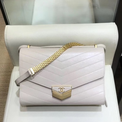 Chanel 2019 Leather Women Large Shoulder Bag,23CM - 샤넬 2019 레더 여성용 라지 숄더백,CHAB0935,23CM,아이보리