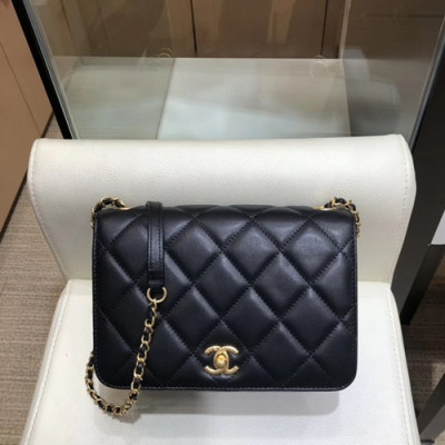 Chanel 2019 Leather Women Chain Shoulder Cross Bag,20CM - 샤넬 2019 레더 여성용 체인 숄더 크로스백,CHAB0946,20CM,블랙