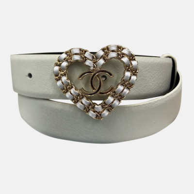 Chanel 2019 Ladies Leather Belt - 샤넬 2019 여성용 레더 벨트 CHABT0018.Size(3.0cm).화이트