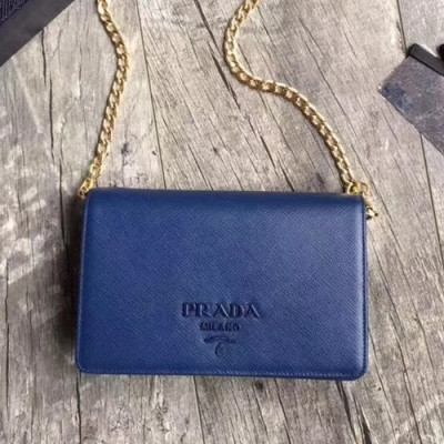 Prada 2019 Leather Chain Shoulder Cross Bag,20cm - 프라다 2019 레더 체인 숄더 크로스백 ,1BP012-1,20cm,블루