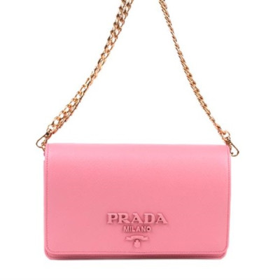 Prada 2019 Leather Chain Shoulder Cross Bag,20cm - 프라다 2019 레더 체인 숄더 크로스백 ,1BP012-5,20cm,핑크