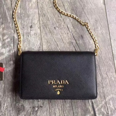 Prada 2019 Leather Chain Shoulder Cross Bag,20cm - 프라다 2019 레더 체인 숄더 크로스백 ,1BP012-7,18cm,블랙