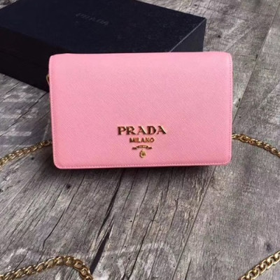 Prada 2019 Leather Chain Shoulder Cross Bag,20cm - 프라다 2019 레더 체인 숄더 크로스백 ,1BP012-10,20cm,핑크