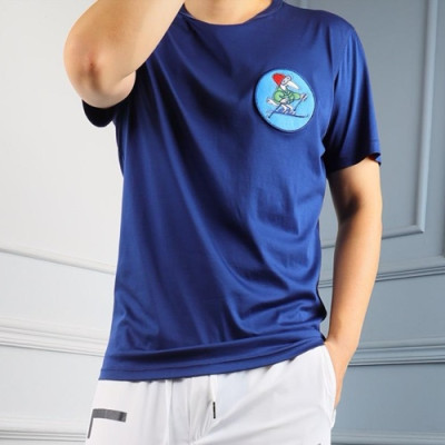 Mocler 2019 Mens Logo Cotton Short Sleeved T-shirt - 몽클레어 남성 로고 반팔티 MocTS0051.Size(M -2XL).네이비