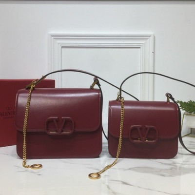 Valentino 2019 Leather Garavani Vsling Shoudler Cross Bag,18/22CM - 발렌티노 2019 레더 가라바니 브이슬링 숄더 크로스백,VTB0735,18/22CM,와인