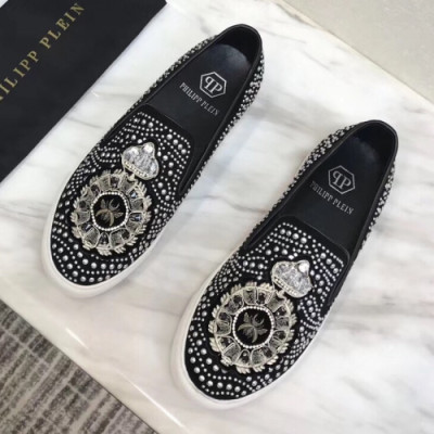 Philipp plein 2018 Mens Strass Crown Leather Slip-on - 필립플레인 남성 스트라스 크라운 레더 슬립온 Phi0055x.Size(240 - 270).블랙