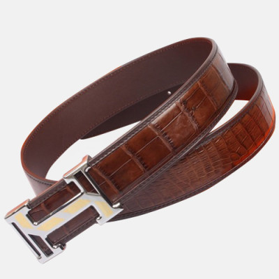 Hermes 2019 Mens Crocodile Leather Belt - 에르메스 2019 남성용 크로커다일 레더 벨트 HERBT0033.Size(3.8cm).브라운