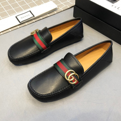 Gucci 2019 Mens GG Metal Buckle Leather Loafer- 구찌 남성 GG 메탈 버클 레더 로퍼 Guc01231x.Size(240 - 275).블랙